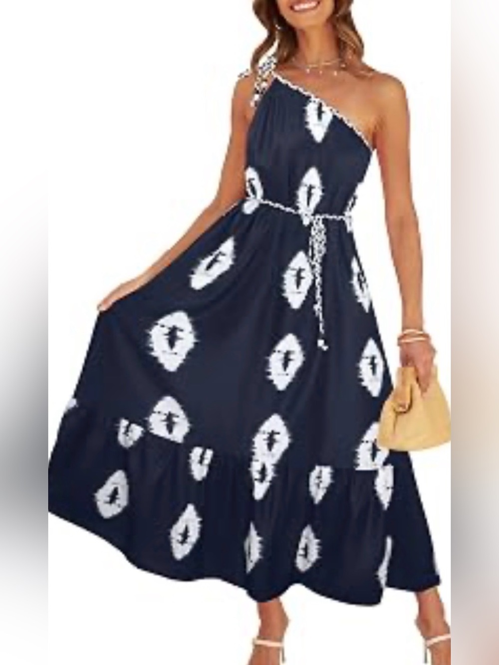 Navy One-Shoulder Maxi Dress NWT